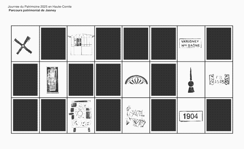 loto des détails architecturaux du village, à Jasney.