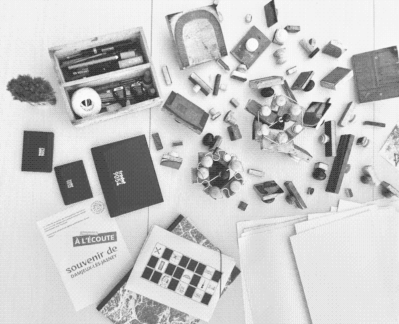 Atelier de paysages, tampons des détails architecturaux de Dampierre-lès-Conflans, Jasney et Anjeux.